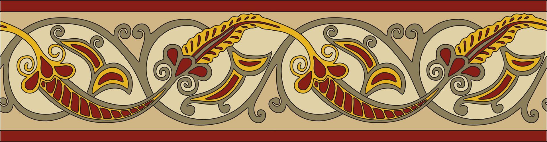 colored seamless oriental national ornament. Endless ethnic floral border, arab peoples frame vector