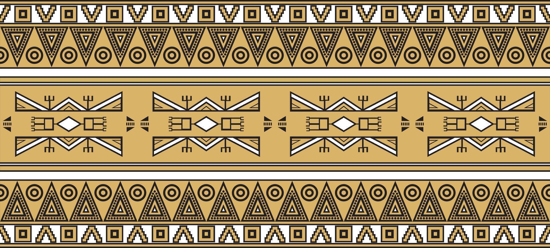 seamless golden border ornament. Native American framework. vector