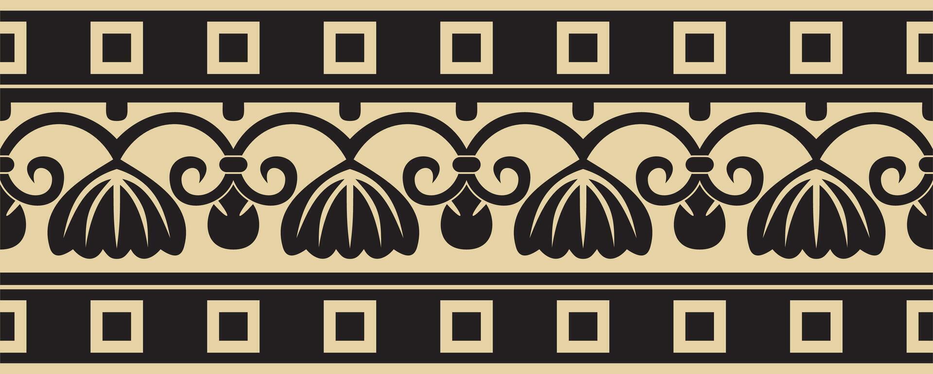 golden and black seamless ornament of ancient Greece. Classic Endless pattern frame border Roma vector