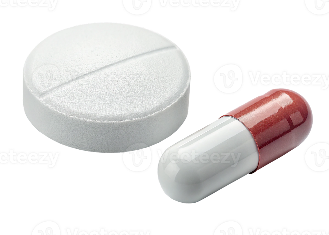 closeup of Pill and Capsule on transparent png