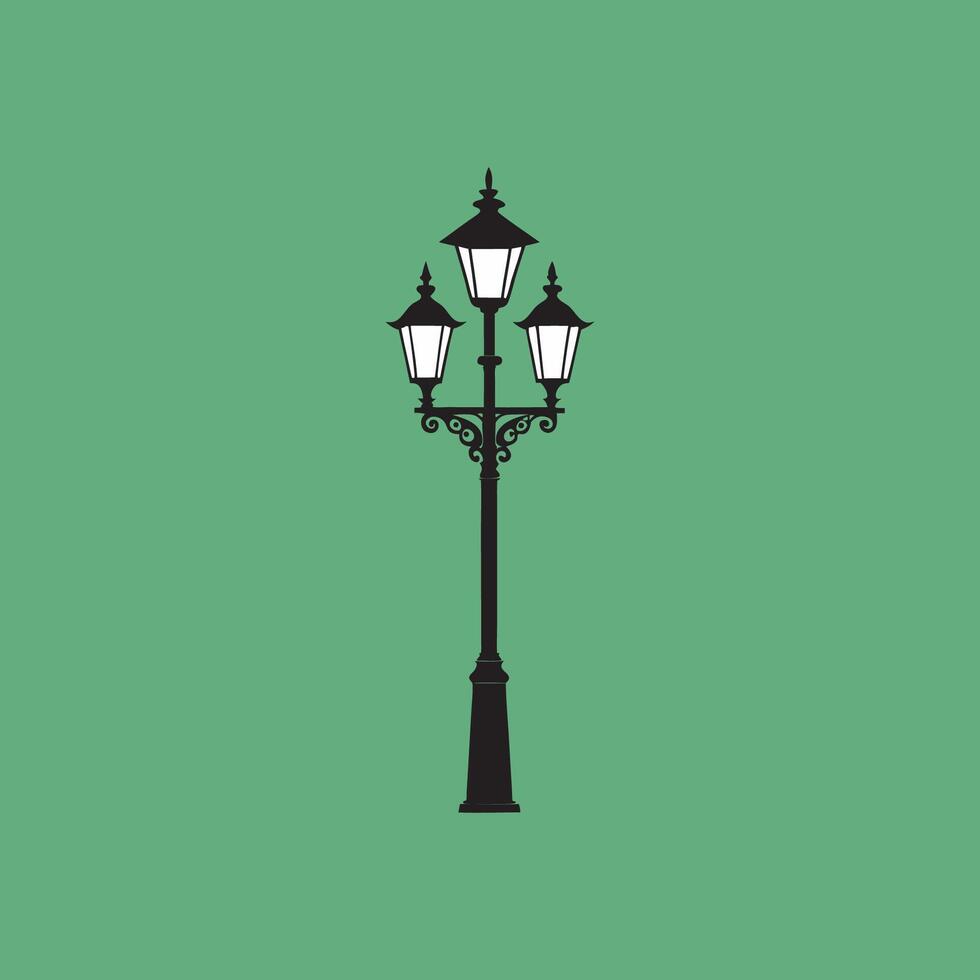 A black and white illustration of a street lamp vector