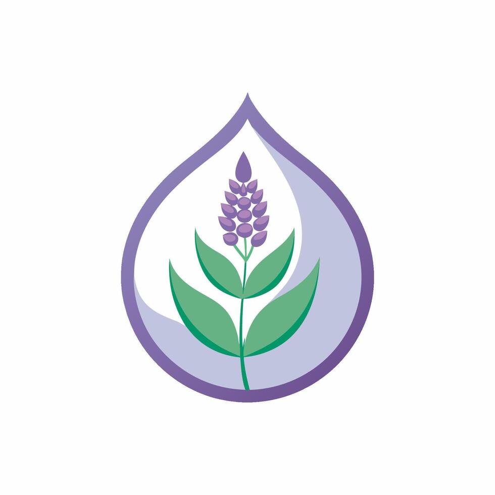 A purple flower and leaf in a drop logo vector