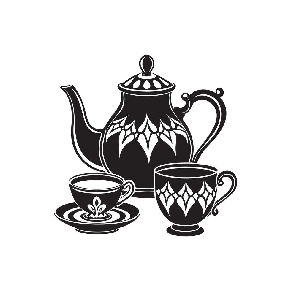Tea set illustration vector