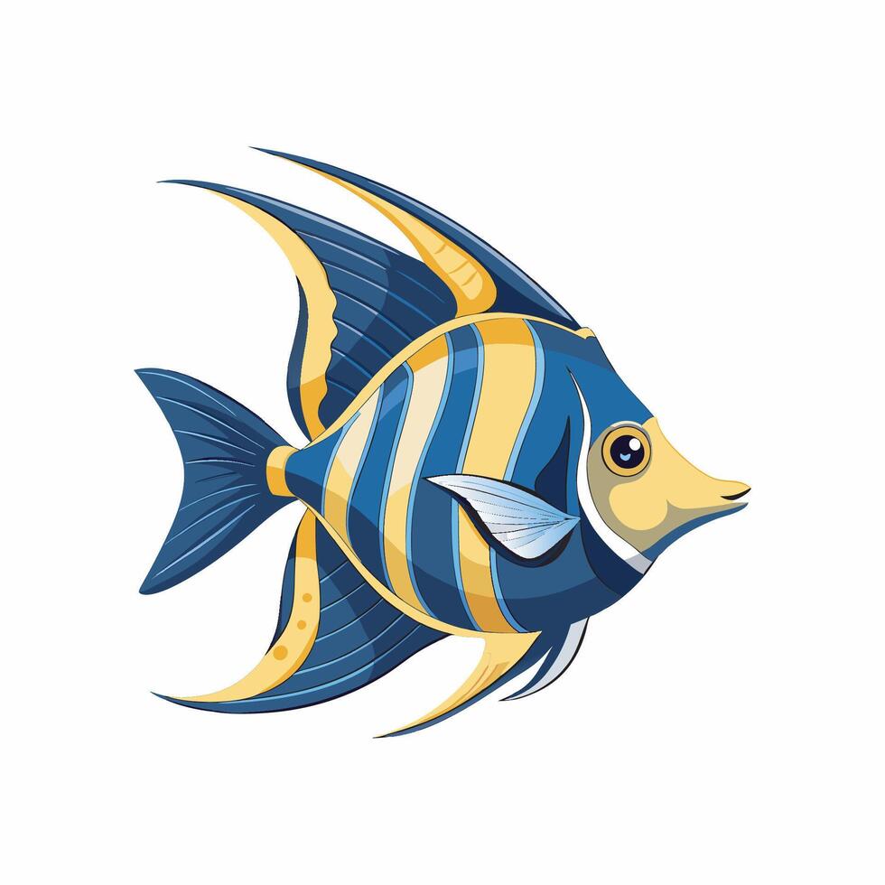 A cartoon fish with blue and yellow stripes vector