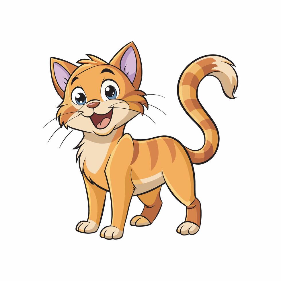A cartoon cat standing and smiling vector
