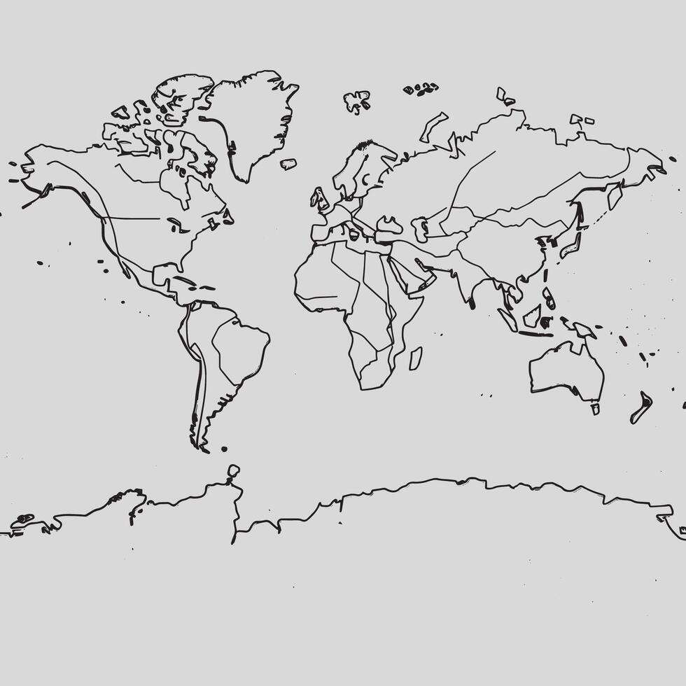 A world map is shown in black and white vector