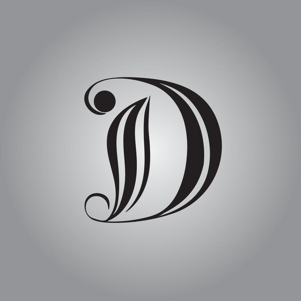 The letter d in black and white vector