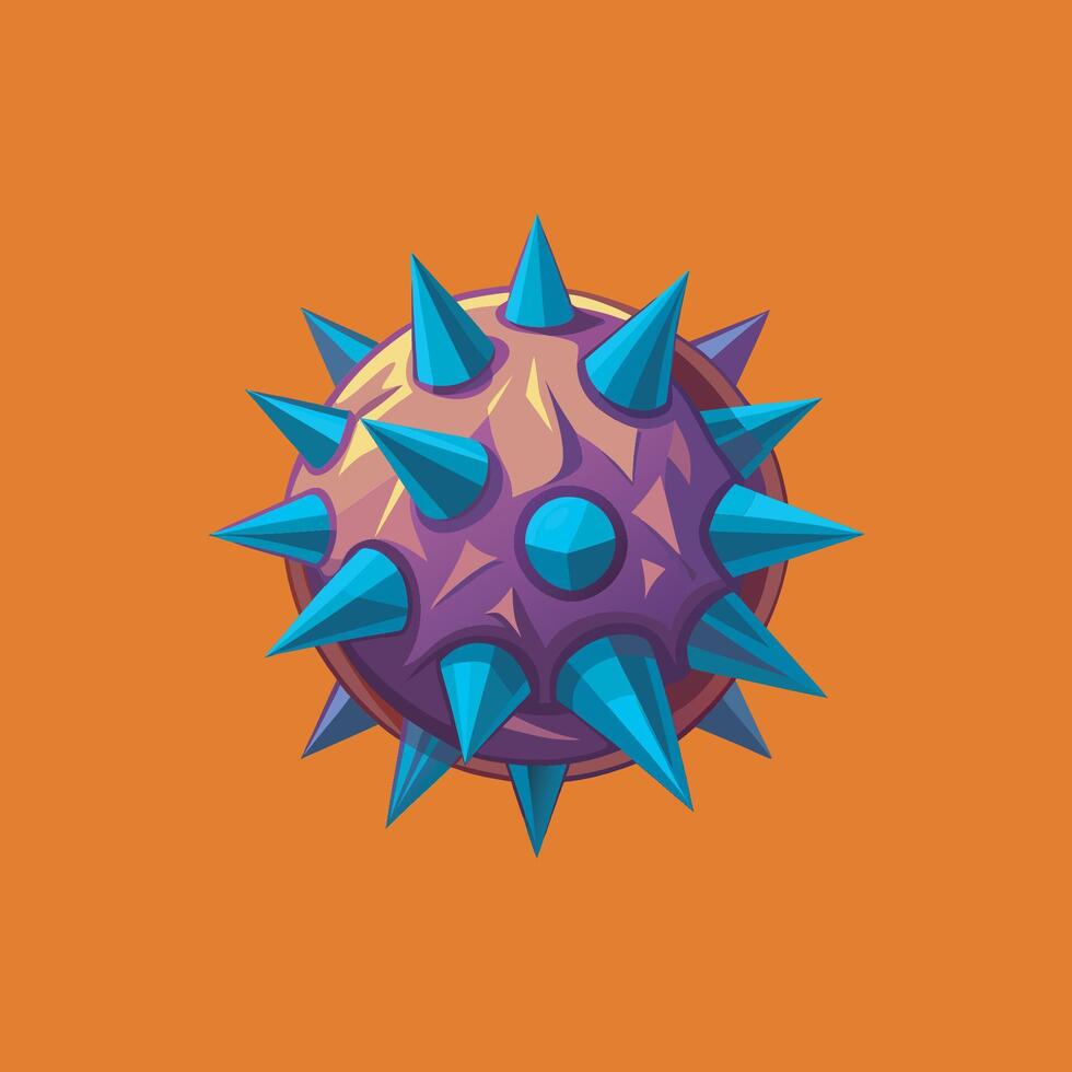 A cartoon virus with spikes on an orange background vector