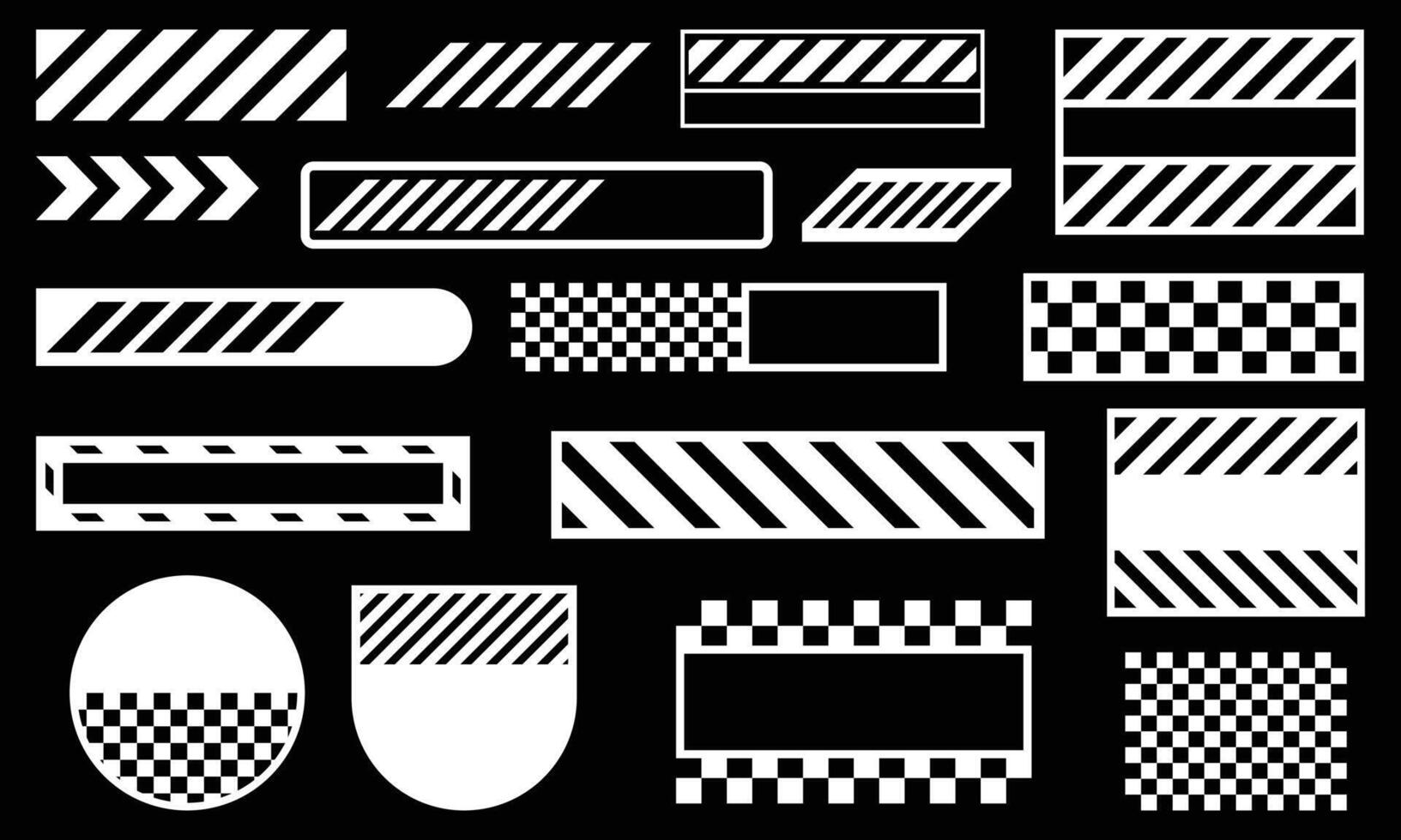 Collection of abstract cyberpunk technology style streetwear elements vector