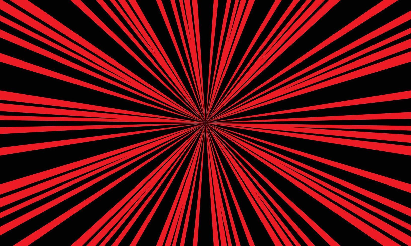 Abstract red and black radial speed lines comic background vector