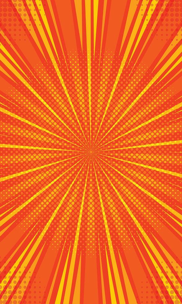 Abstract orange radial beam explosion retro wallpaper vector