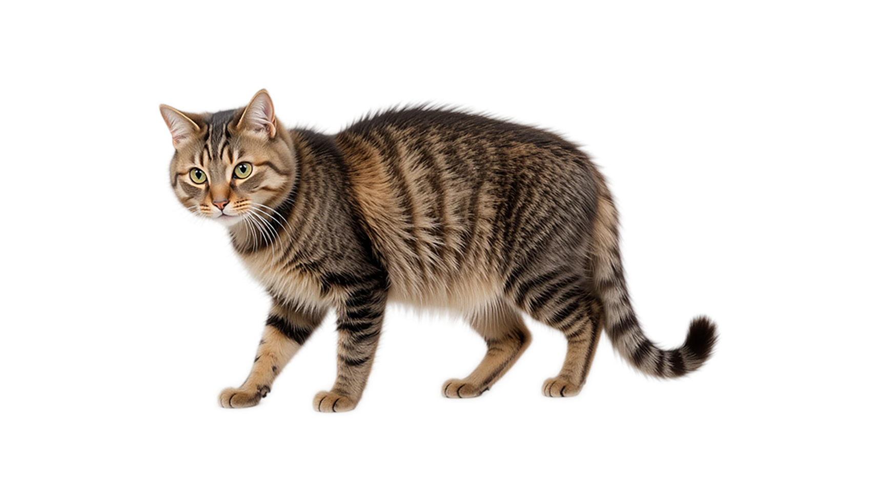 Adorable Tabby Cat Standing, Perfect for Pet Lovers on transparent background png