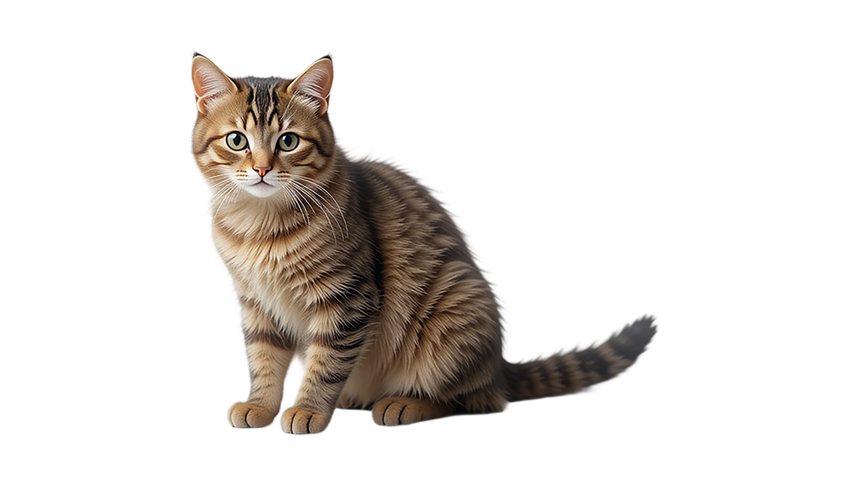 Adorable Tabby Cat Sitting Down, Perfect for Pet Lovers png