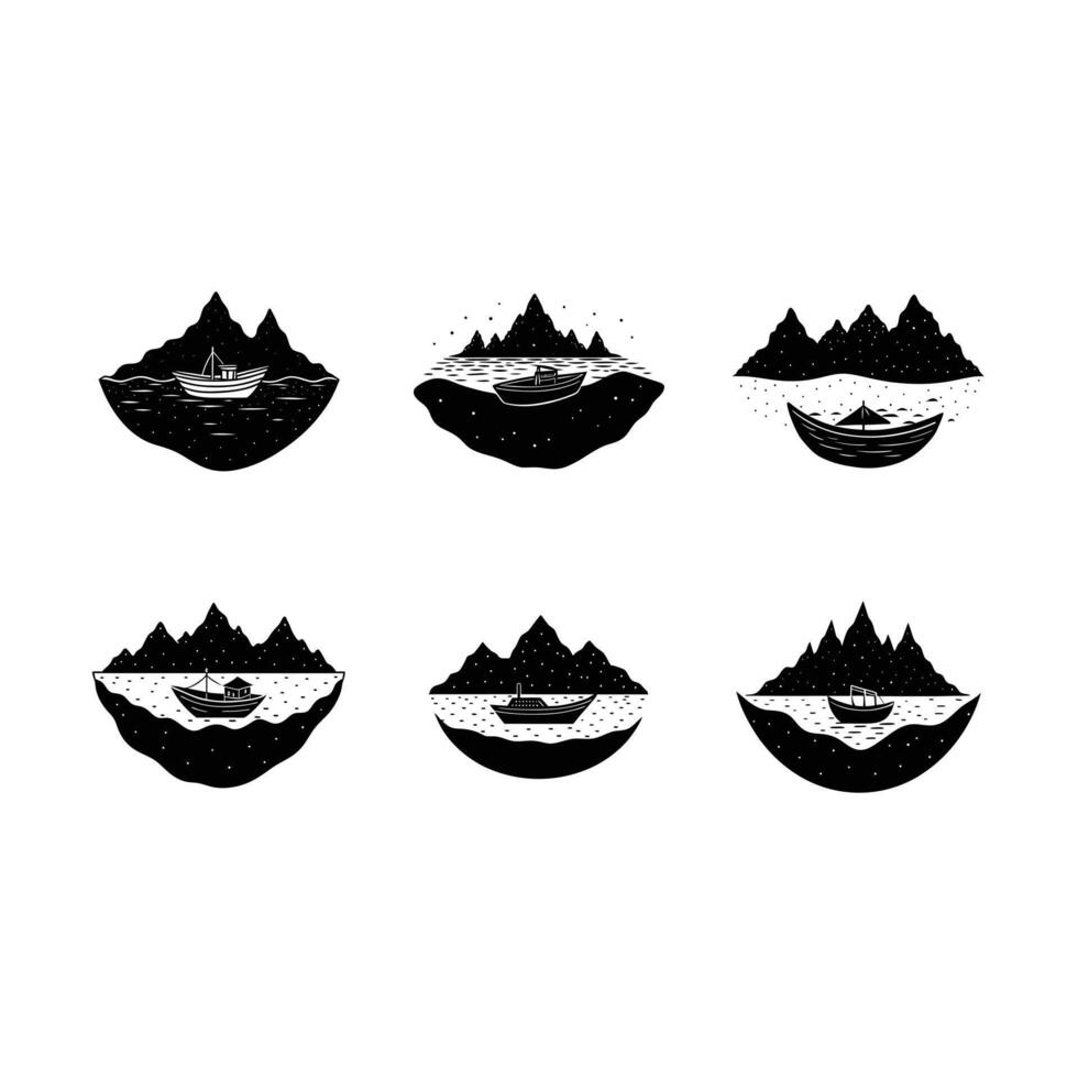 Explore island hopping with this small boat cruise , perfect for travel-themed designs. vector