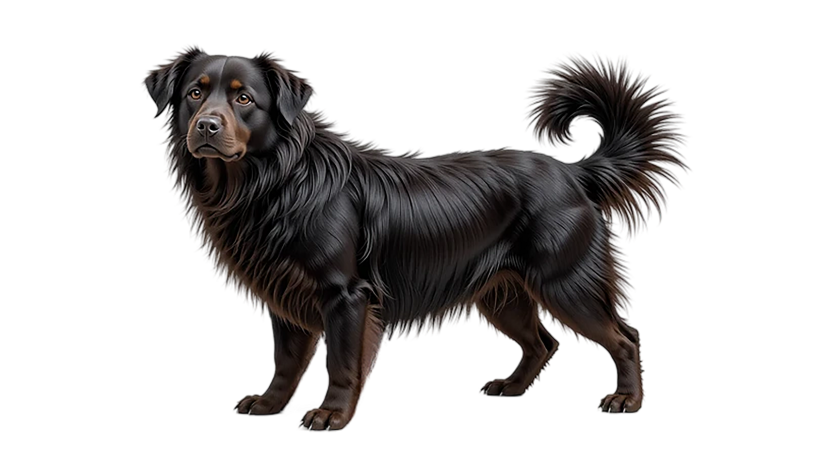 Detailed Illustration of a Black Dog with a Luxurious Coat png