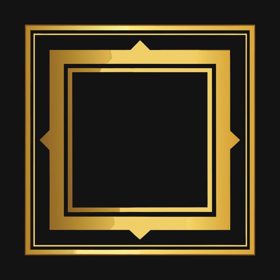 Rough gold Japanese square frame vector