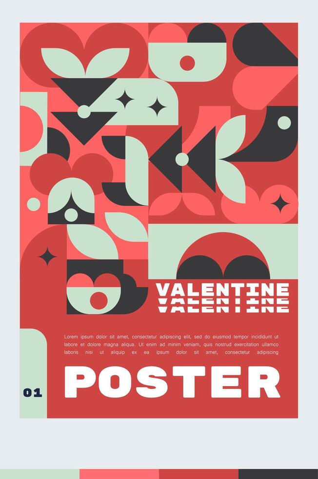A poster featuring a vibrant design with modern geometric valentine vector