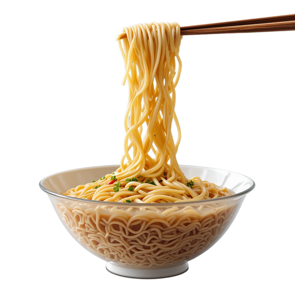 Delicious Instant Noodles Dropping into a Bowl png