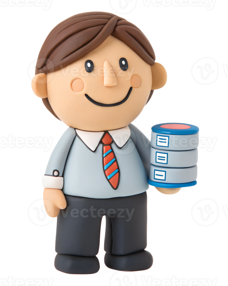 a clay Cute, Database Administrator, happy and smile, isolated on a transparent background png