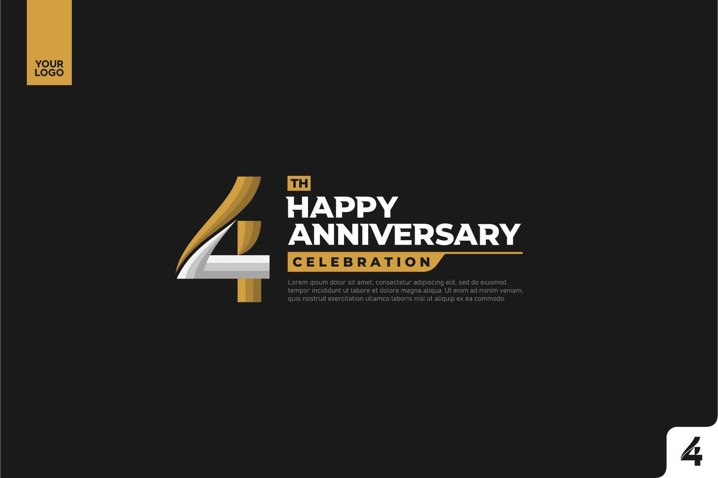 4th colorful happy Anniversary celebration vector