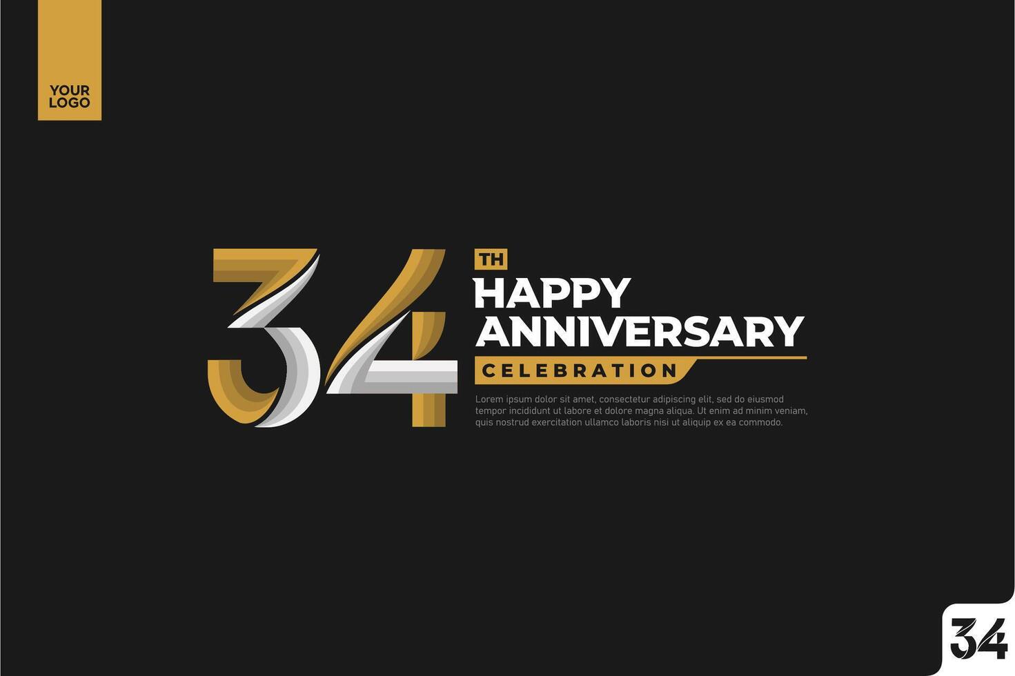 34th colorful happy Anniversary celebration vector