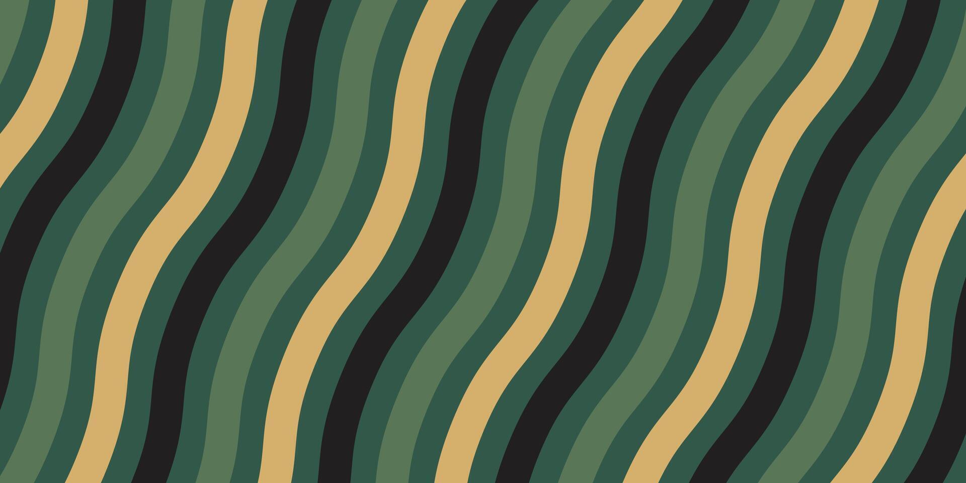 Retro style wavy striped wallpaper, background. vector