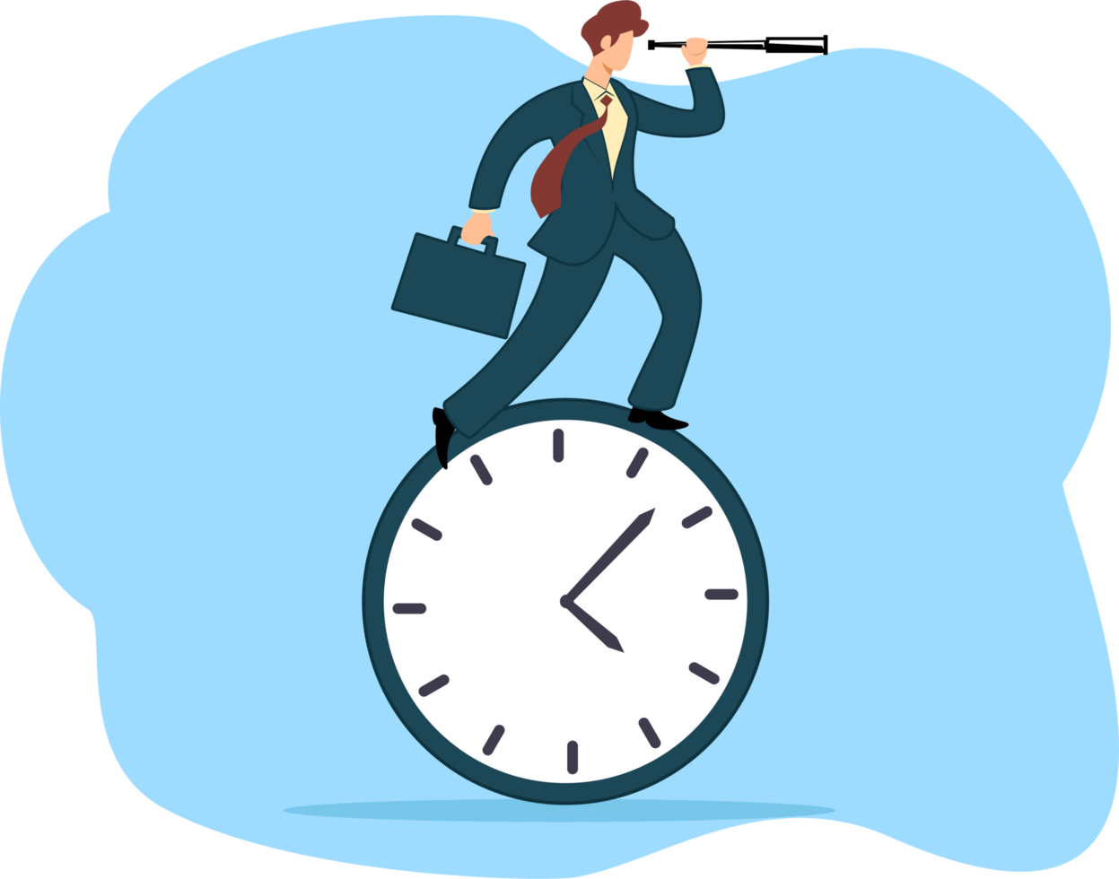 Successful businessman looking through telescope Business risks or business planning in perspective job opportunities. Time management concept. concept of success. vision of future png