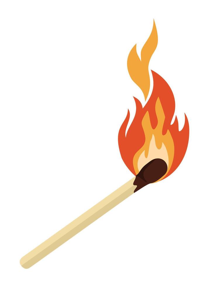 Burning match. isolated illustration vector