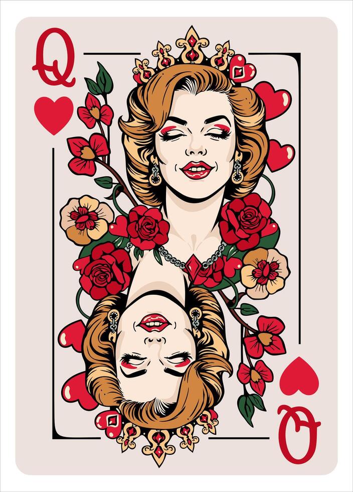 Queen of Hearts. Playing card vector