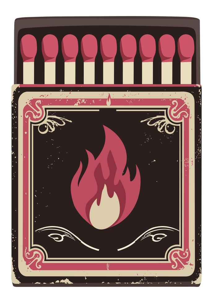 Vintage matchbox. isolated illustration vector