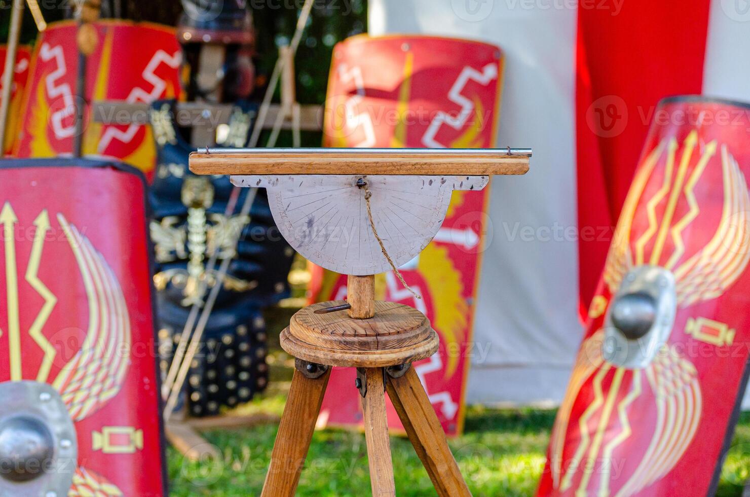 Dioptra, topographical instrument from the Roman period at a historical reenactment event. photo