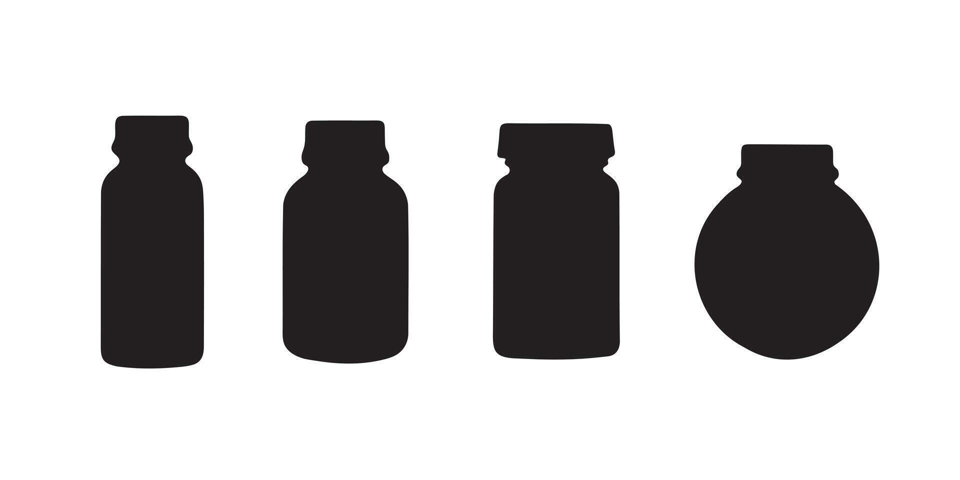 A set of bottles for medicine icon silhouette on white background vector