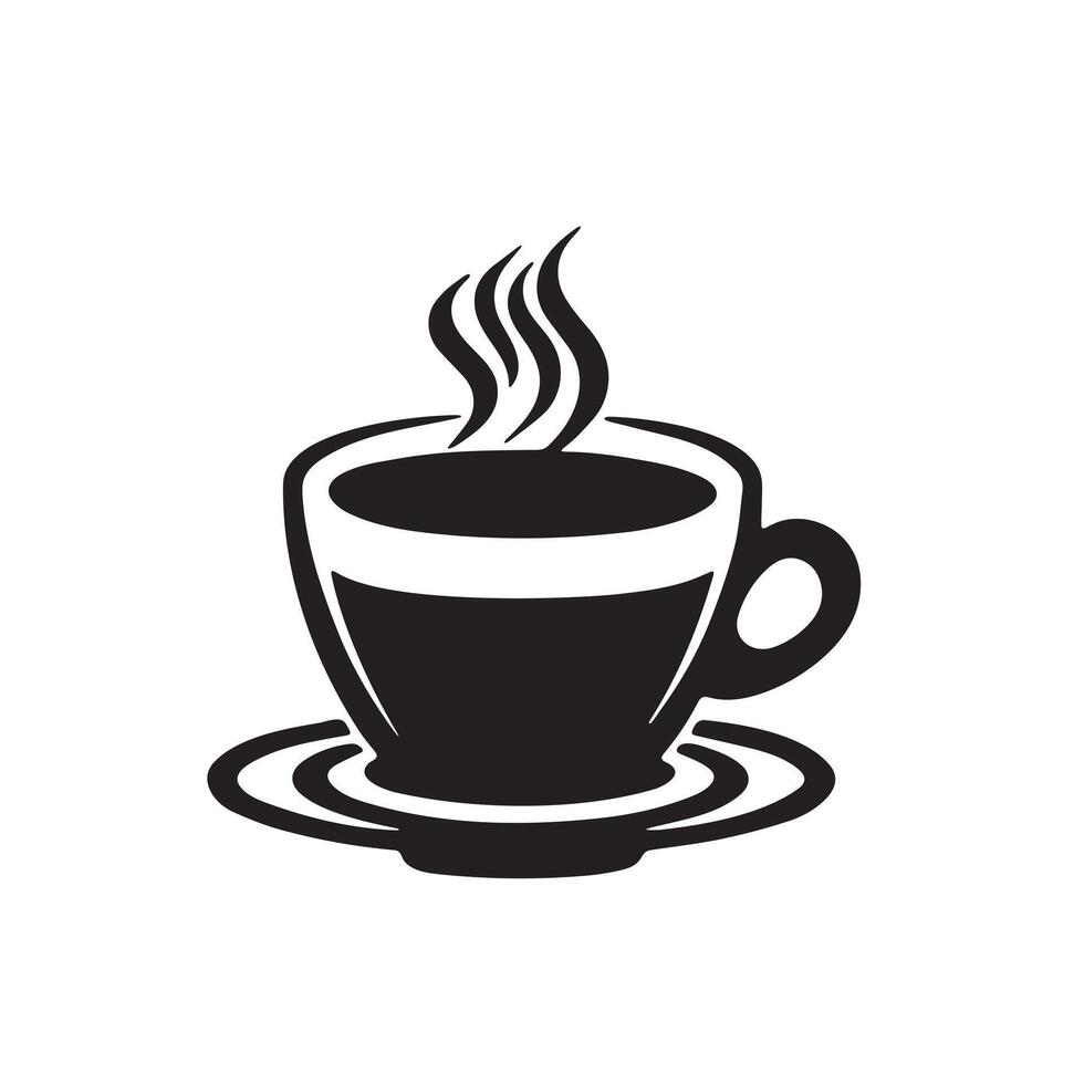 A cup of hot coffee icon silhouette on white background vector