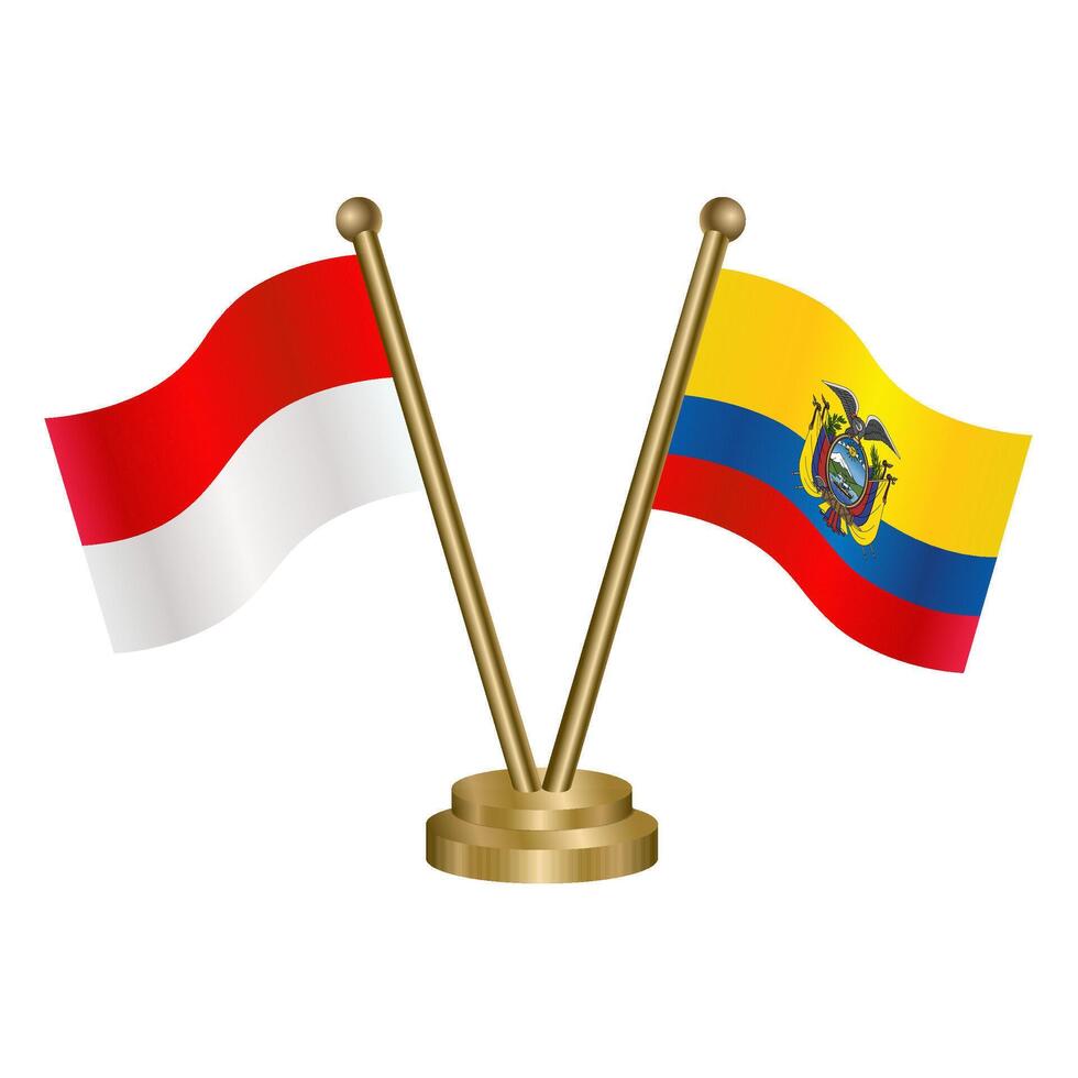 Indonesia and Ecuador table flags. vector