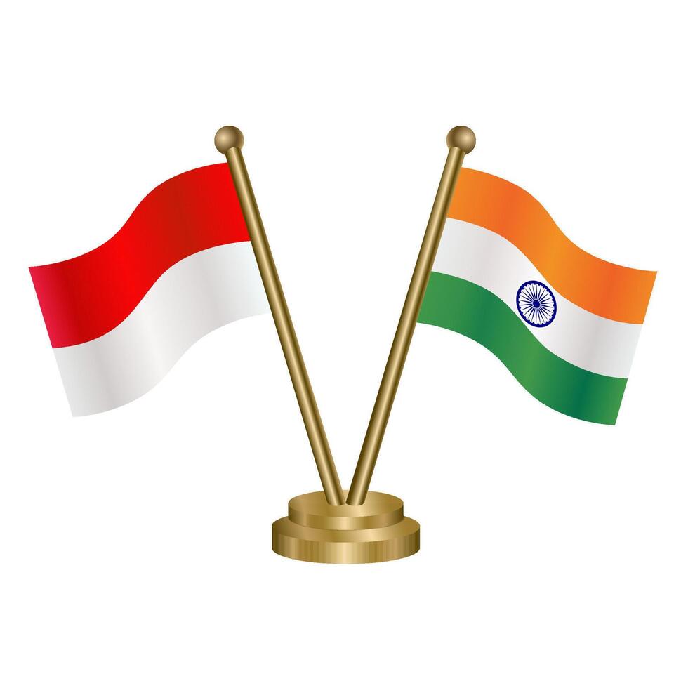Indonesia and India table flags. vector