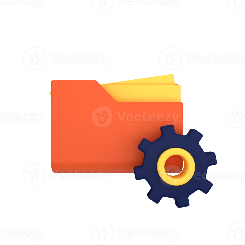 A folder with a gear and a file inside png