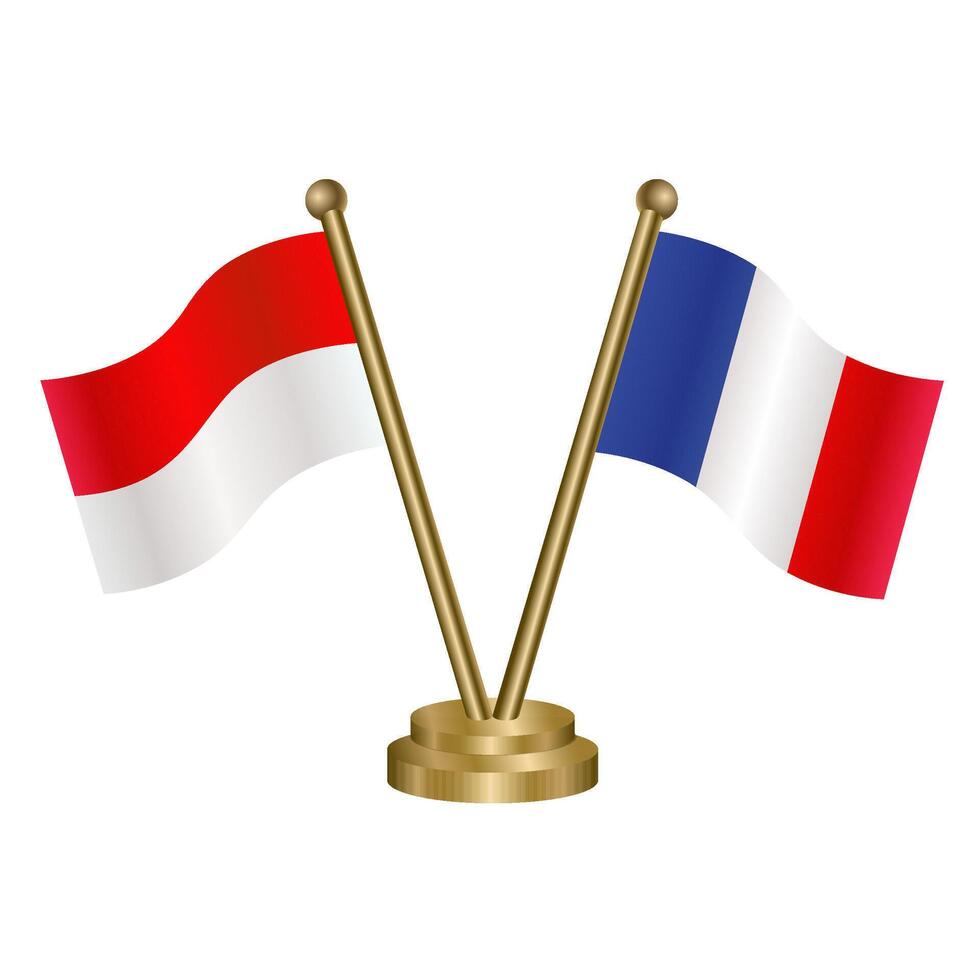 Indonesia and France table flags. vector
