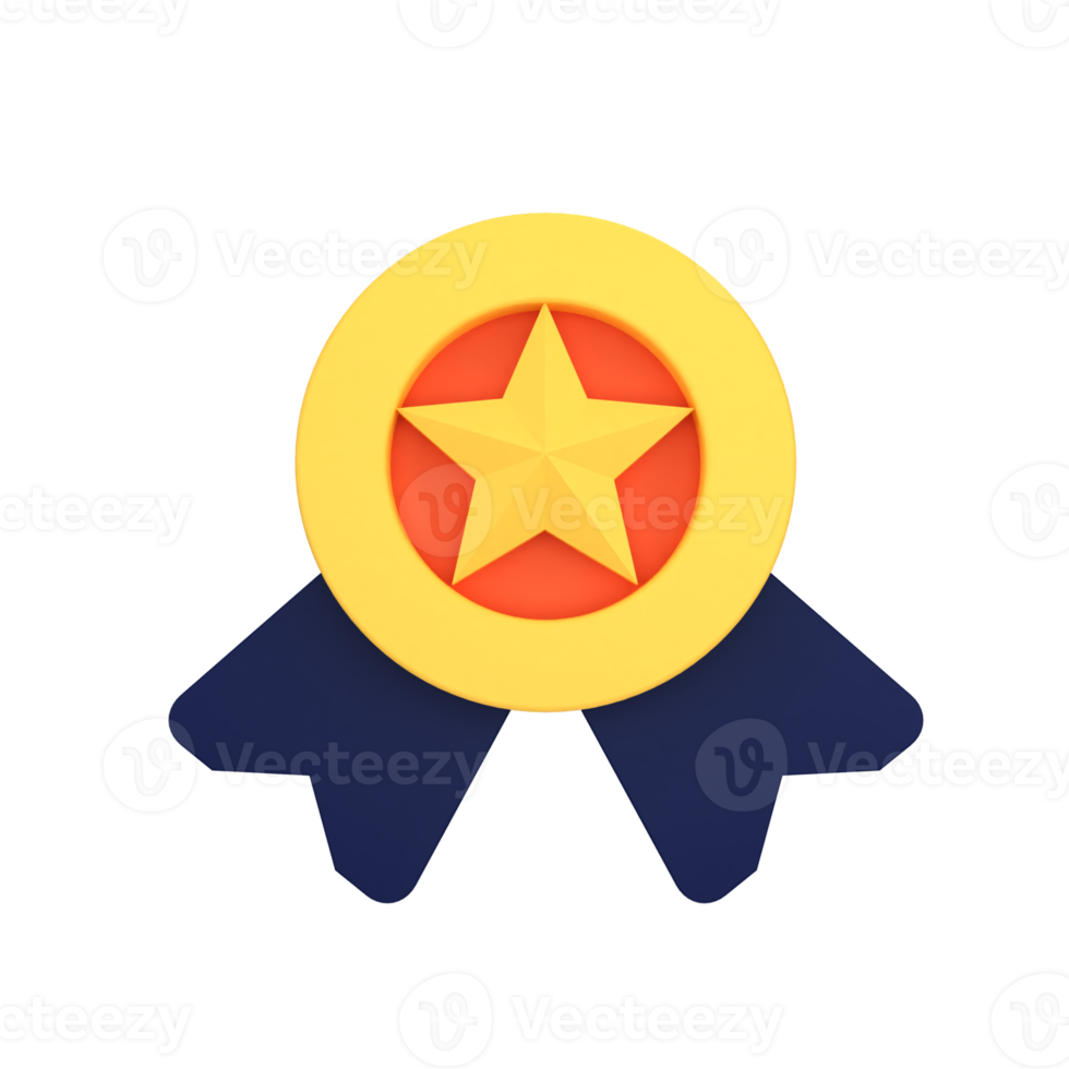 A yellow star badge with a blue ribbon png