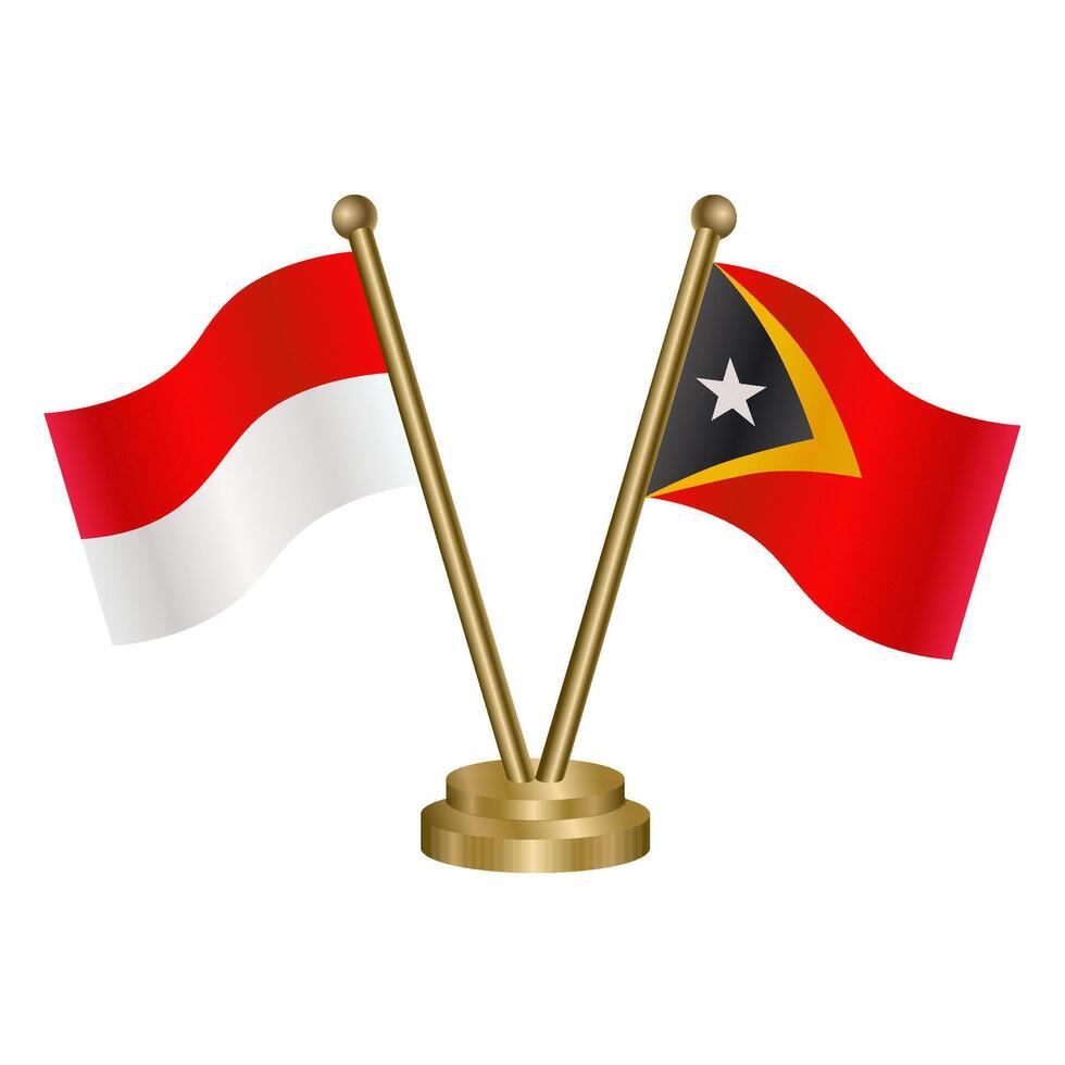 Indonesia and East Timor table flags. vector