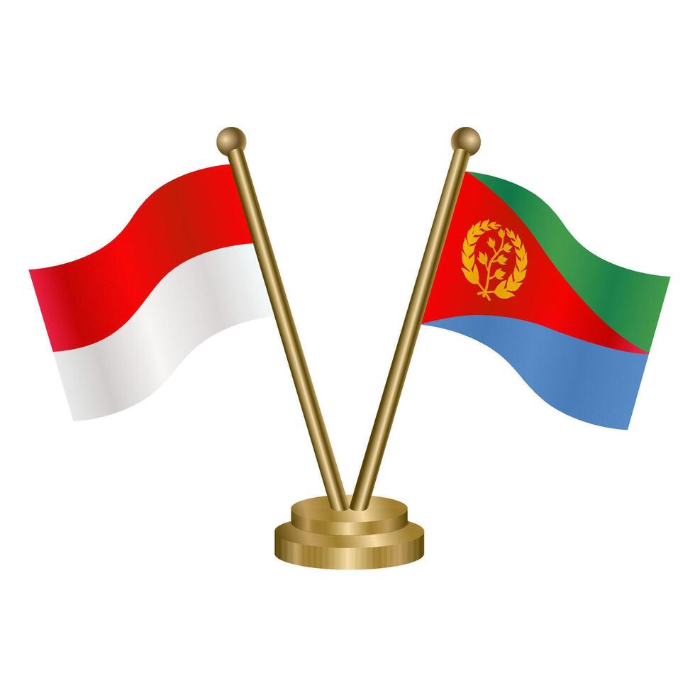 Indonesia and Eritrea table flags. vector