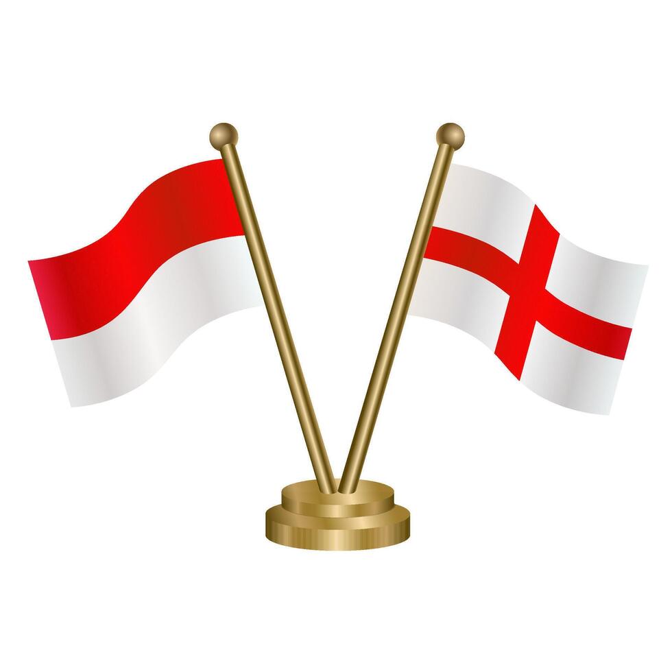 Indonesia and England table flags. vector