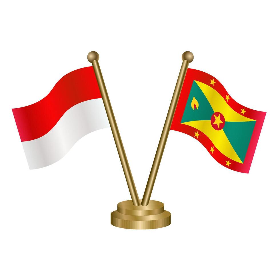 Indonesia and Grenada table flags. vector