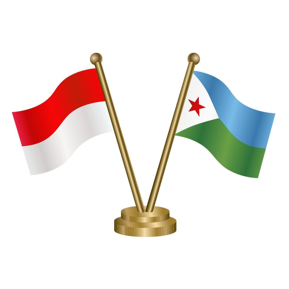 Indonesia and Djibouti table flags. vector