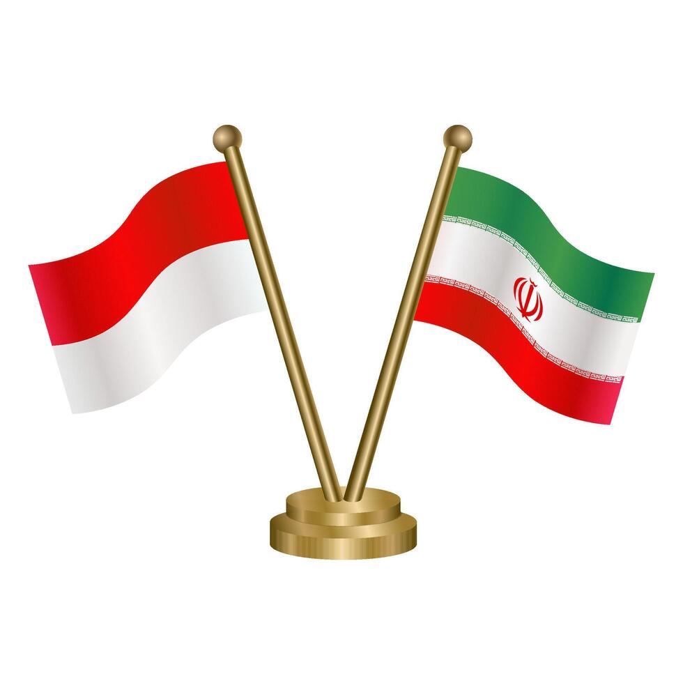 Indonesia and Iran table flags. vector