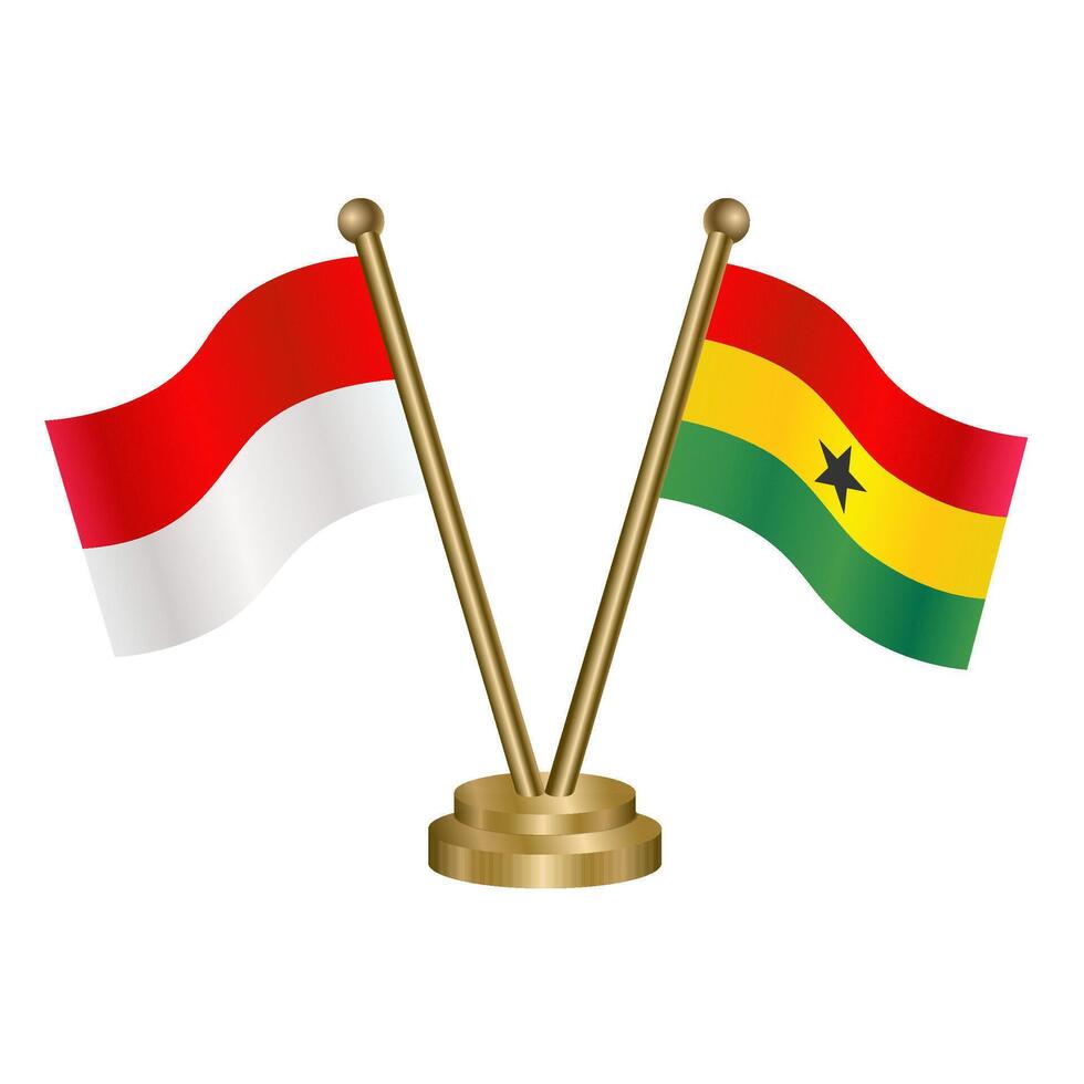 Indonesia and Ghana table flags. vector