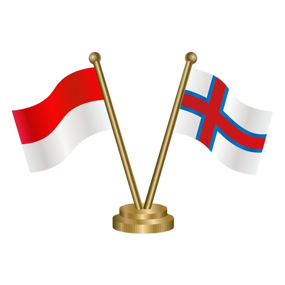 Indonesia and Faroe Islands table flags. vector