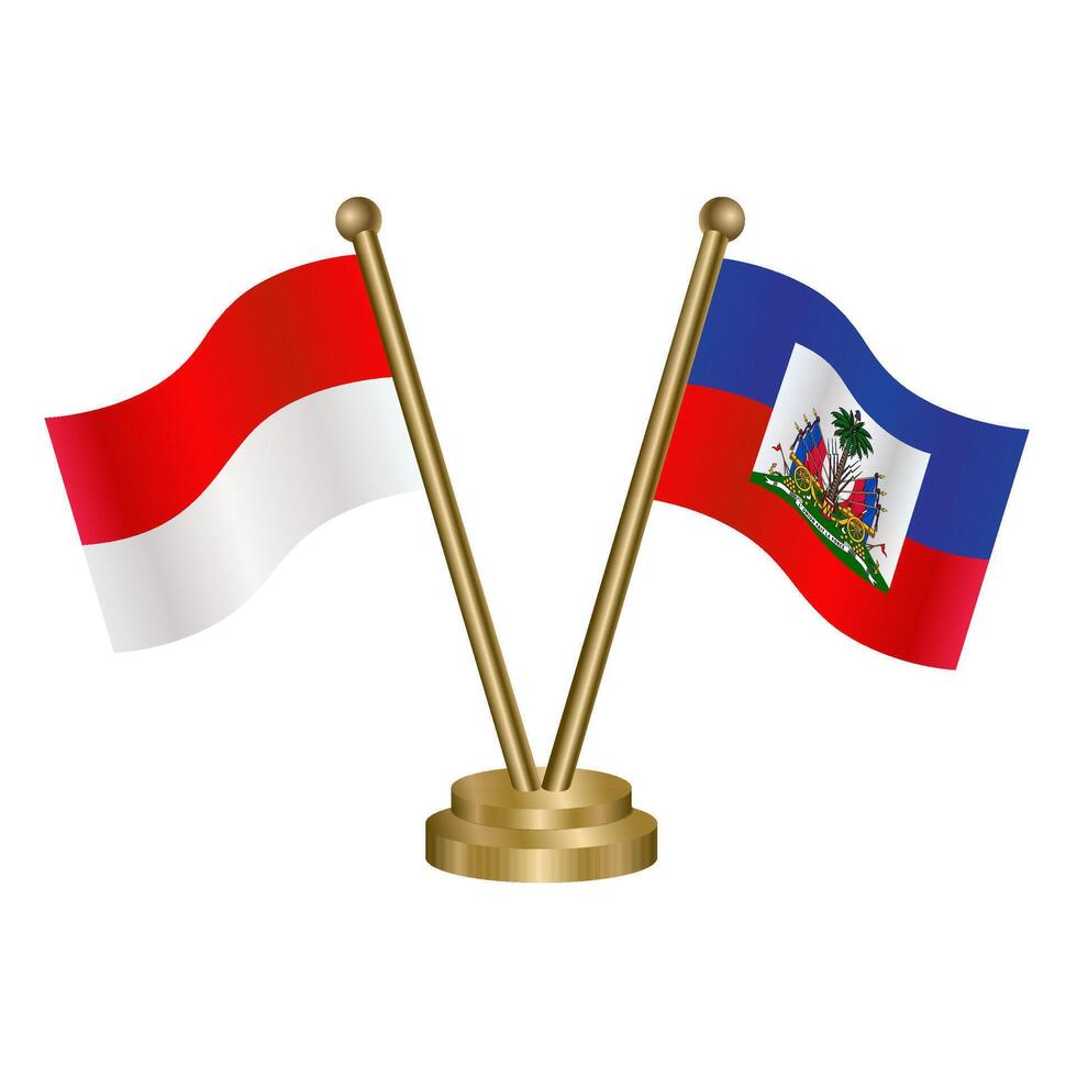 Indonesia and Haiti table flags. vector