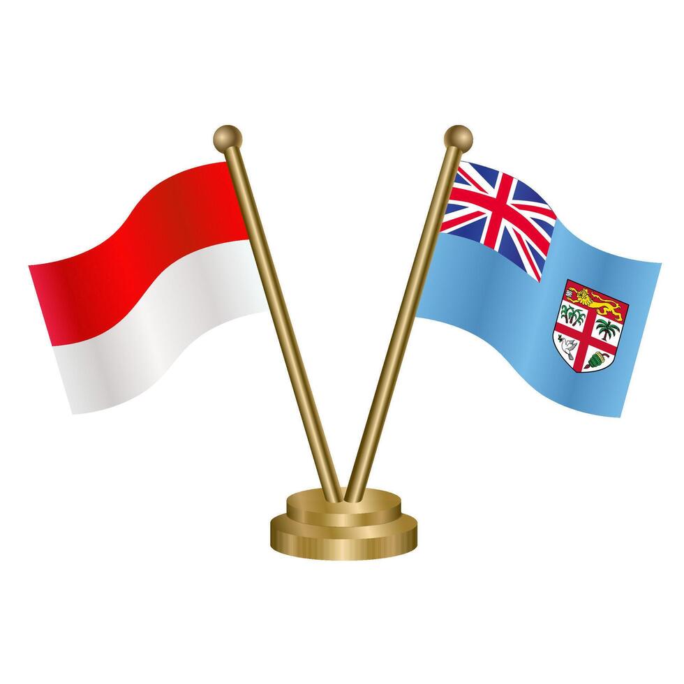 Indonesia and Fiji table flags. vector