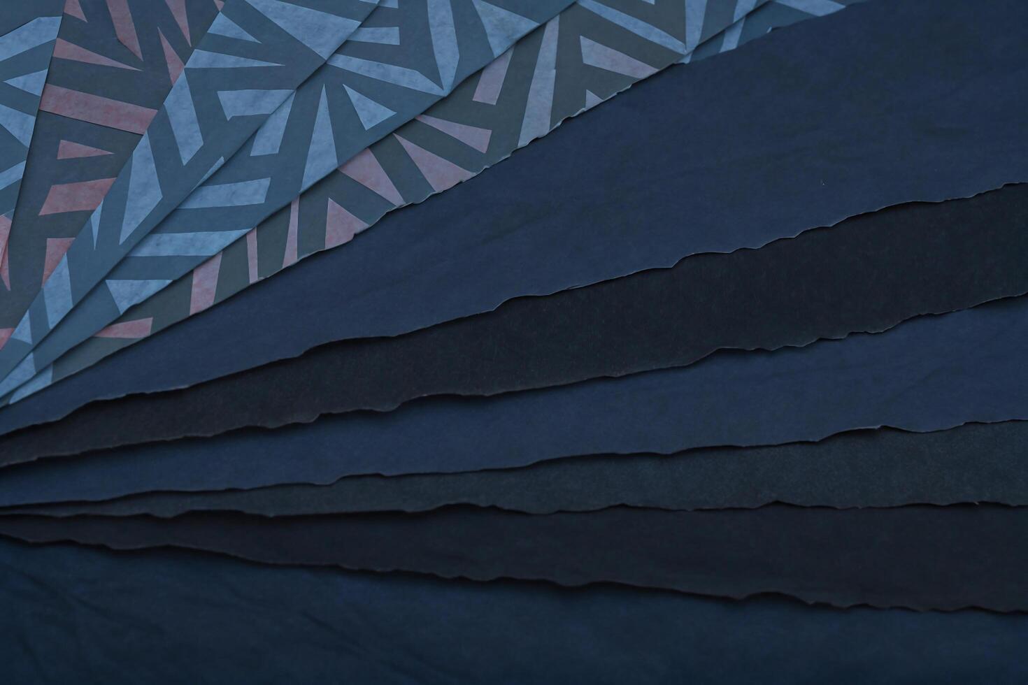 Abstract Blue Paper Texture Layered, Torn, Geometric Design photo