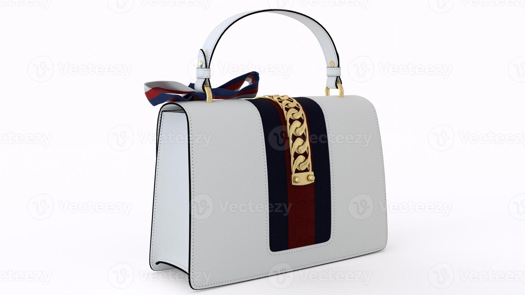stylish white ladies purse with white background 6 photo